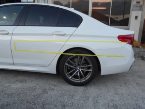 ＢＭＷ５２３Ｄ Ｇ１０左後部事故修理